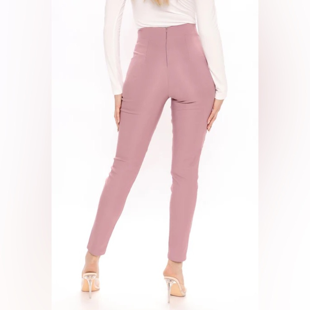 Fashion Nova nwt size large knot your girl pants lavender Mauve Skinny with Bow - Picture 4 of 5